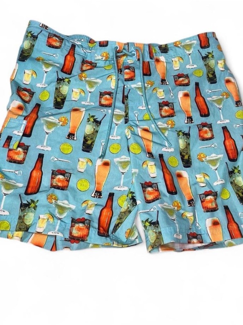 George Men’s XL Cocktail Print Swim Trunks Blue